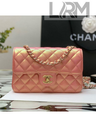 Chanel Iridescent Lambskin Classic Mini Flap Bag  A69900 Orange Pink 2021