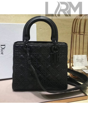 Dior Supple Lady Dior Bag in Black Studded Calfskin 2018