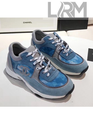 Chanel Calfskin Suede & Fabric Classic Sneaker DenimBlue 2020(For Women and Men)