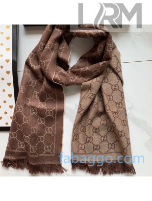 Gucci Wool GG Scarf 45x180cm Coffee Brown 2020