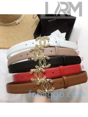 Chanel Calfskin Belt 30mm with Cutout Pearl CC Buckle 5 Colors 2020