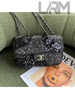 Chanel Crystal and Sequins Mini Flap Bag Black 2022 02