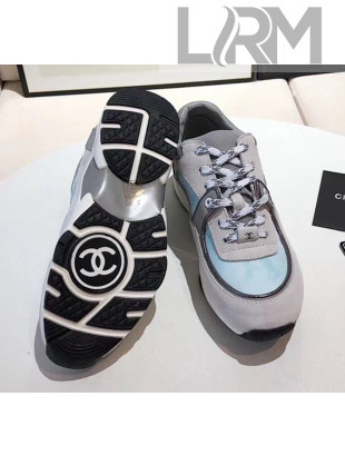 Chanel Calfskin Suede & Fabric Classic Sneaker Light Blue 2020(For Women and Men)