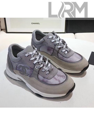 Chanel Calfskin Suede & Fabric Classic Sneaker Grey 2020(For Women and Men)