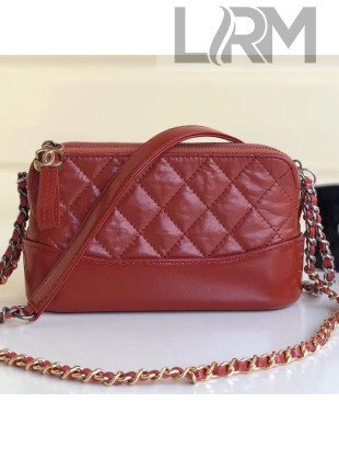 Chanel Gabrielle Clutch with Chain/Mini Bag in Vintage Leather A94505 Red 2019