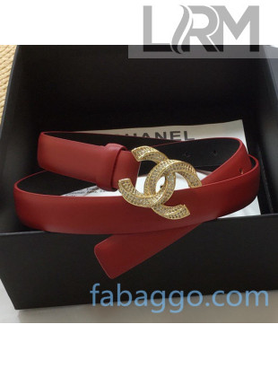 Chanel Calfskin Belt 20mm with Twist Metal CC Buckle Red 2020