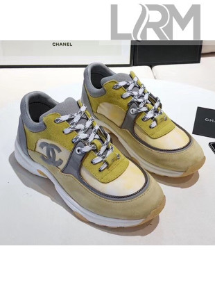 Chanel Calfskin Suede & Fabric Classic Sneaker Yellow 2020(For Women and Men)