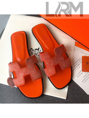 Hermes Oran Crystal Suede Slide Sandal Red 2021 11