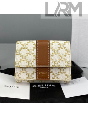 Celine Triomphe Small Wallet White 2021 60028