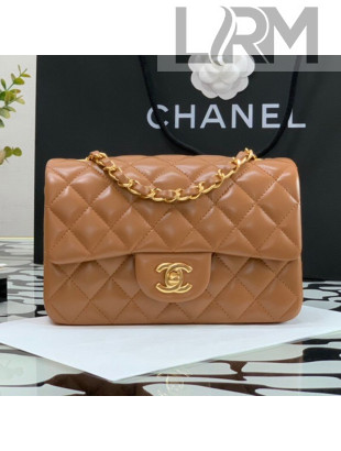 Chanel Lambskin Shiny Lambskin Classic Mini Flap Bag A69900 Caramel Brown 2021