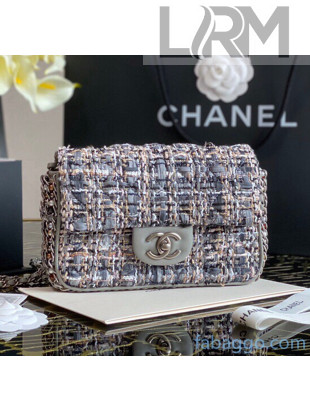 Chanel Tweed Small Flap Bag With Imitation Pearls AS1740 Grey 2020