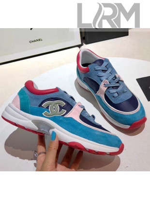 Chanel Calfskin Suede & Fabric Classic Sneaker Blue/Pink/Red 2020(For Women and Men)
