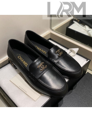 Chanel Lambskin Chain Charm Loafers G35067 Black 2021