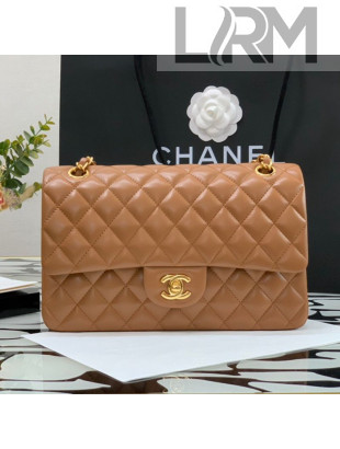 Chanel Shiny Lambskin Classic Medium Flap Bag A01112 Caramel Brown 2021