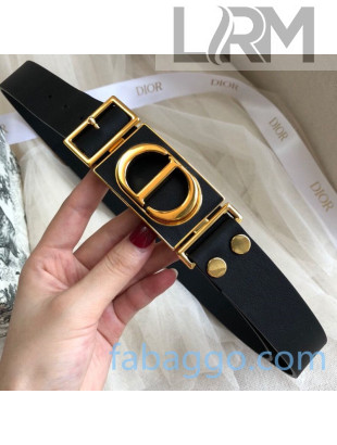 Dior 30 Montaigne CD Calfskin Belt Black 2020