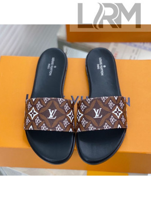 Louis Vuitton Since 1854 Lock It Flat Slide Sandals Brown 2021