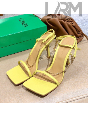 Bottega Veneta Stretch Lambskin Chain Sandals 9cm Yellow 2021