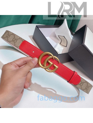 Gucci GG Belt 30mm with Double G Buckle 625839 Red 2020