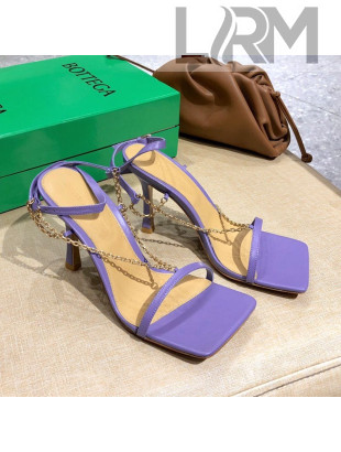 Bottega Veneta Stretch Lambskin Chain Sandals 9cm Purple 2021