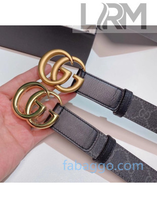 Gucci Black GG Canvas Belt 30mm with Double G Buckle 625839 2020