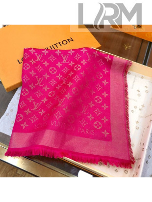 Louis Vuitton Shiny Silver Monogram Shawl Scarf 142x142cm Hot Pink 2021