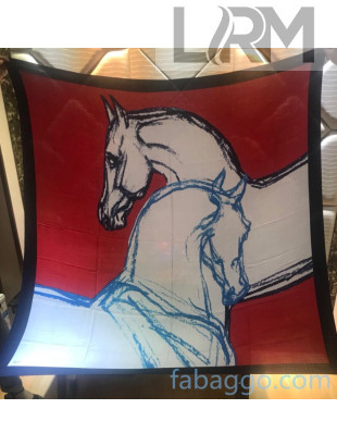 Hermes Horse Silk & Cashmere Square Scarf 140x140cm H2081008 Red 2020