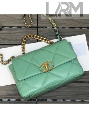 Chanel 19 Shiny Goatskin Small Flap Bag AS1160 Green 2021  