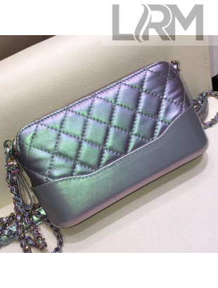 Chanel Iridescent Quilted Leather Gabrielle Clutch with Chain A94505 Blue 2019