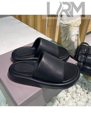 Balenciaga Padded Lambskin Slide Sandals Black 2021
