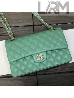 Chanel Shiny Lambskin Classic Medium Flap Bag A01112 Green 2021