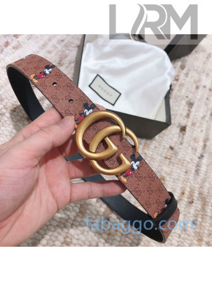Gucci x Mickey Mouse GG Belt 30mm with GG Buckle Light Brown 2020