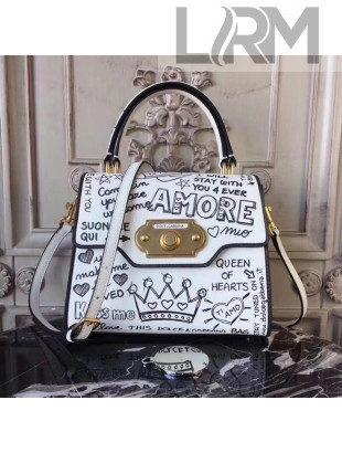 Dolce&Gabbana Welcome Bag in Mural-Print Calfskin White 2018