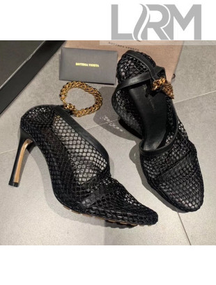 Bottega Veneta Leather Trimmed Mesh D'Orsay Layer Sandals Black 2020