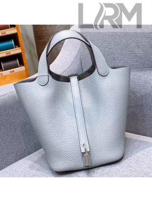 Hermes Picotin Lock 18cm/22cm in Clemence Leather with Silver Hardware Seagull Grey (All Handmade)