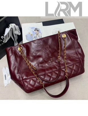 Chanel Quilted Waxy Calfskin Shopping Bag Burgundy 2020