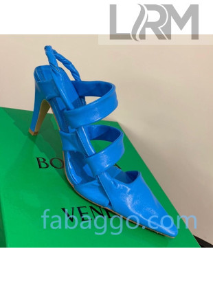 Bottega Veneta Lambskin Twisted Straps Point Sandals 85mm Heel Blue 2020
