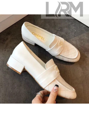 Chanel Quilted Leather Loafers G34345 White 2019