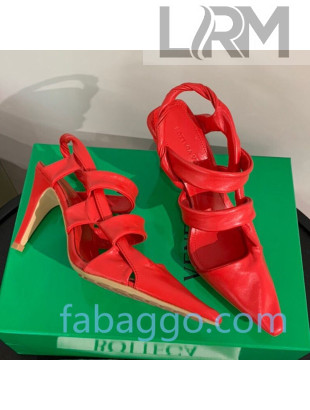 Bottega Veneta Lambskin Twisted Straps Point Sandals 85mm Heel Red 2020