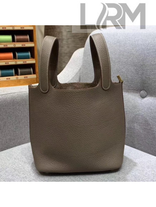 Hermes Picotin Lock 18cm/22cm in Clemence Leather with Gold Hardware Elephant Grey (All Handmade)
