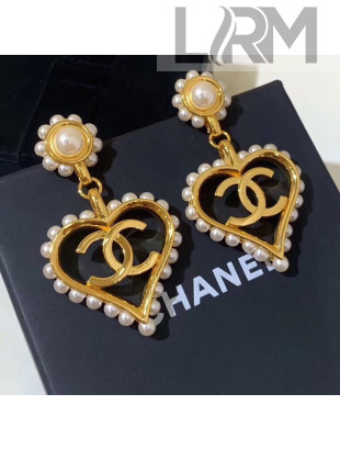 Chanel Large Pearl Heart Earrings AB2597 Pearly White/Gold 2019