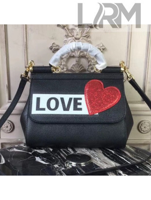 Dolce&Gabbana Medium/Large Sicily Bag in Dauphine Calfskin with Appliques Black 2018