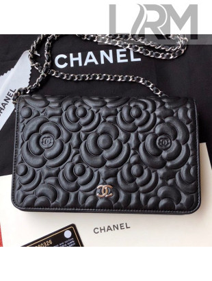 Chanel Camellia Wallet on Chain WOC  A82336 Black 2019