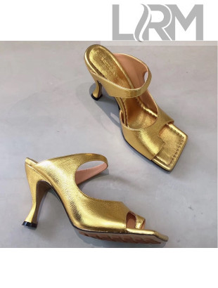 Bottega Veneta Leather Sandals with Extended Toe Loop Gold 2020