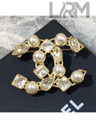 Chanel Small Pearl Crystal Brooch 2019