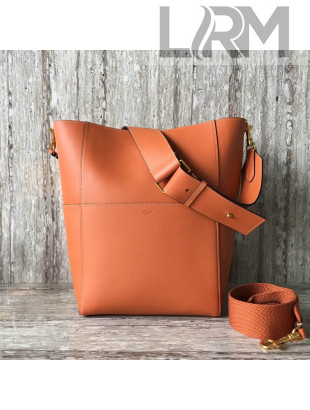 Celine Sangle Bucket Bag in Natural Calfskin Orange 2018