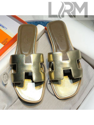 Hermes Oran Classic Calfskin Flat Slide Sandal Gold 2021 17