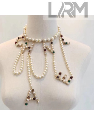 Chanel Pearl CHANEL Necklace AB2499 White/Black 2019