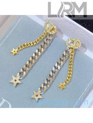 Dior Clair D Lune CD Star Chain Earrings Gold/Silver 2020