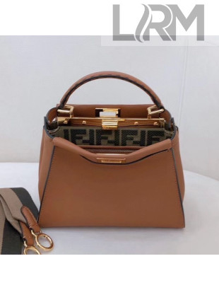 Fendi Peekaboo Iconic Mini Leather Bag Brown 2020