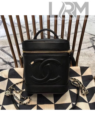 Chanel CC Lambskin Vanity Case Top Handle Bag Black 2019